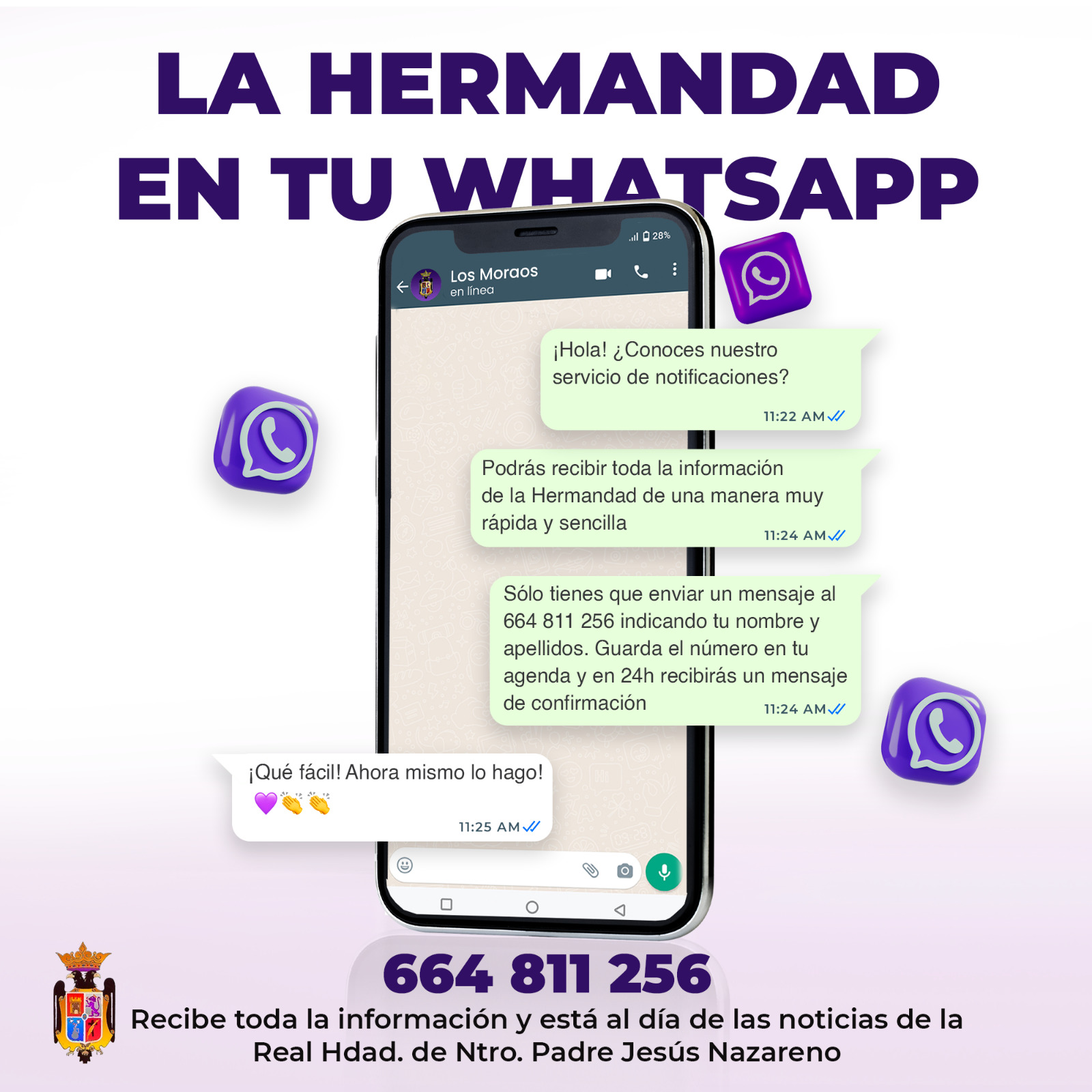 Whatsapp informativo de nuestra Real Hermandad