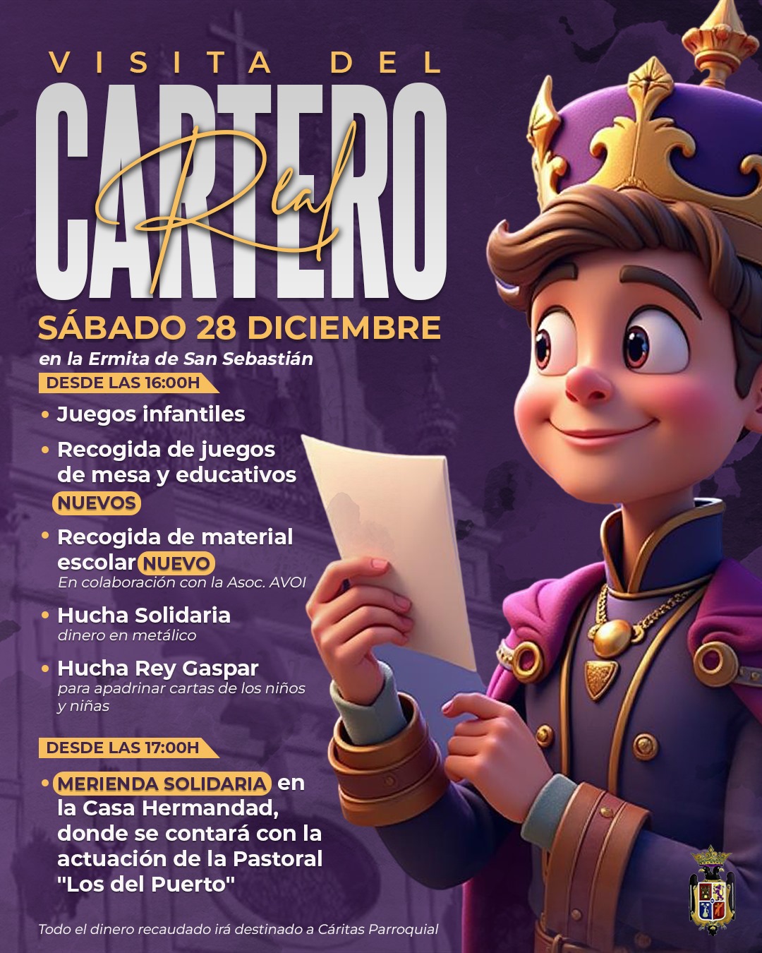 Cartero real y merienda solidaria
